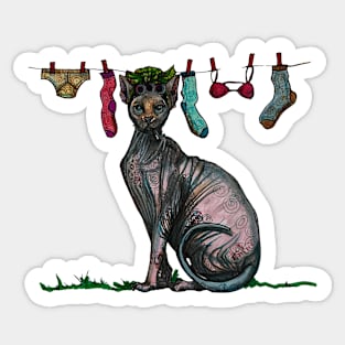 Laundry Day -  Hairless Cat Smoking Sticker